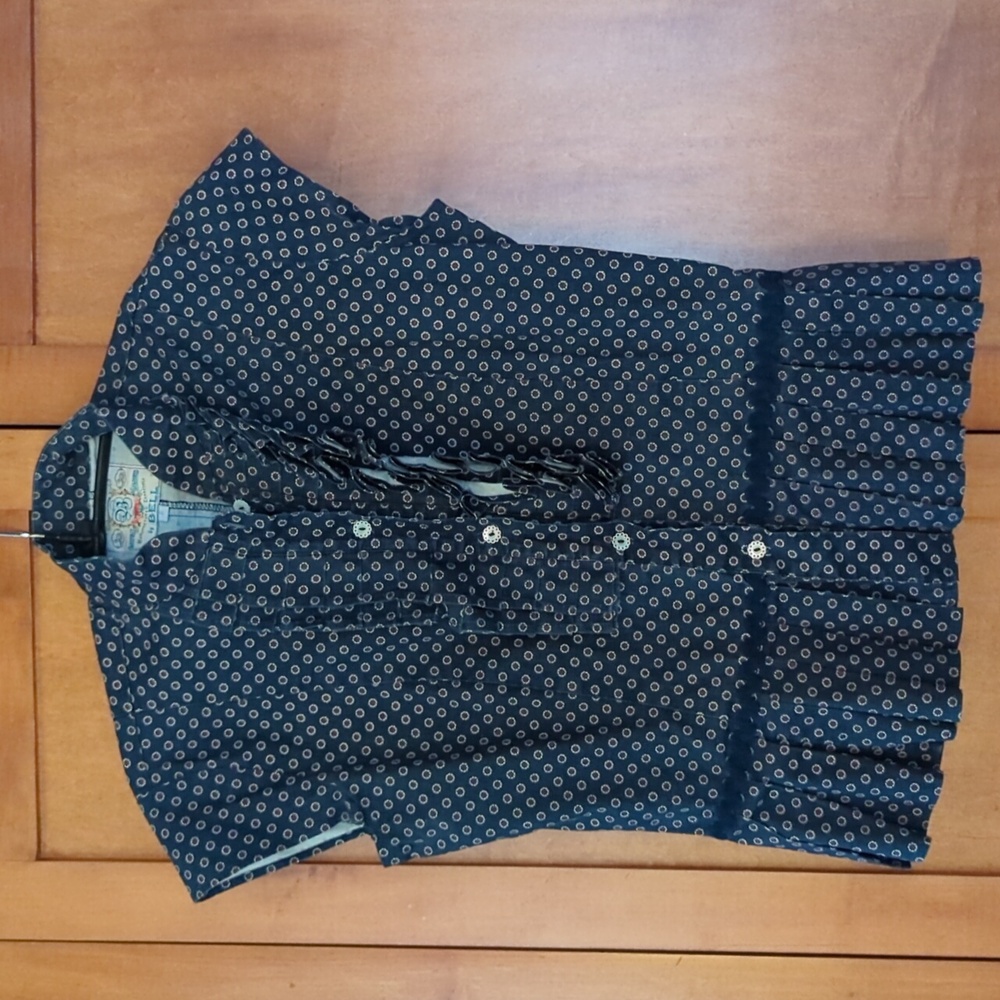 Bell Anthropologie Blue Button Down Puplum Top 6